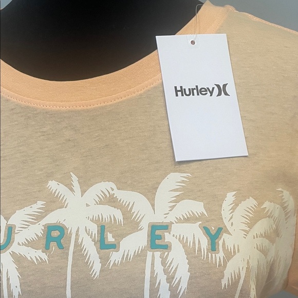 Hurley Light Peach Palm Tree Tee medium new - Picture 2 of 2